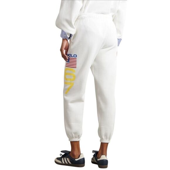 Polo Ralph Lauren flag logo fleece white sweatpant small - Picture 2 of 2